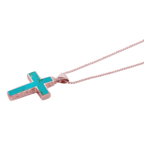 Rose Gold Turquoise Cross Pendant