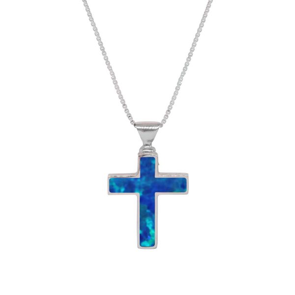 Silver Cobalt Blue Cross Pendant