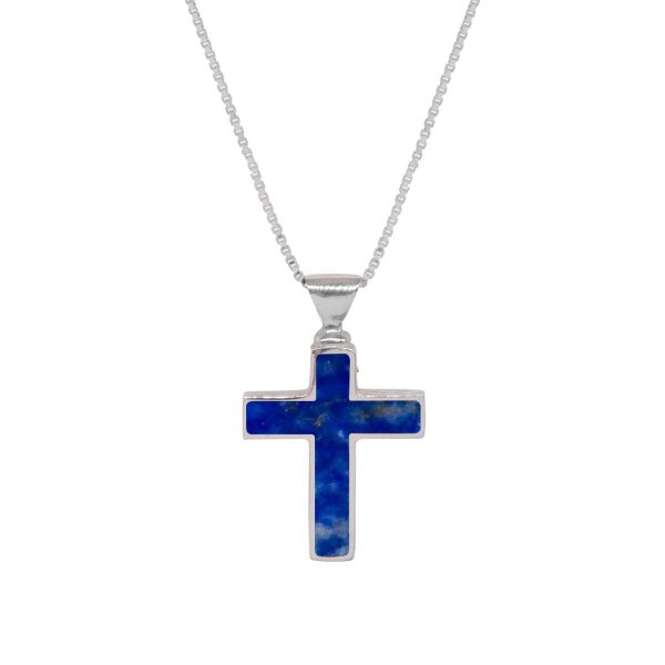 Silver Lapis Cross Pendant