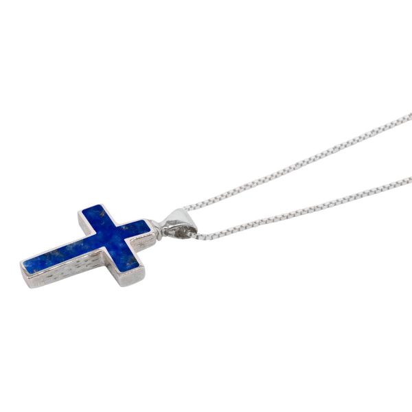 Silver Lapis Cross Pendant