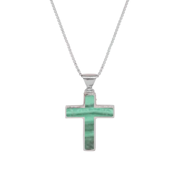 Silver Malachite Cross Pendant