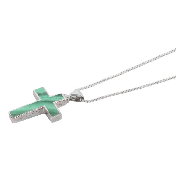 Silver Malachite Cross Pendant