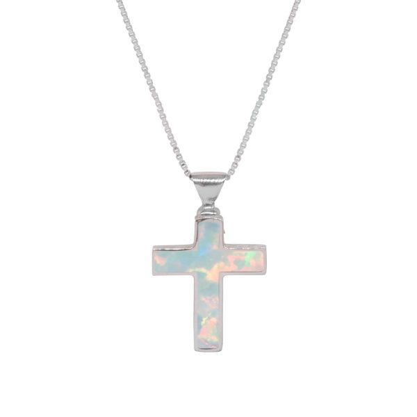 Silver Opalite Sun Ice Cross Pendant