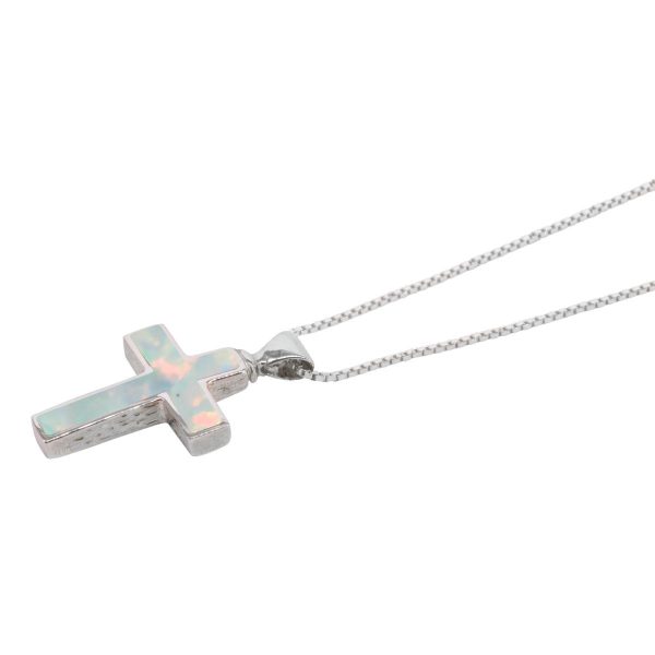 Silver Opalite Sun Ice Cross Pendant