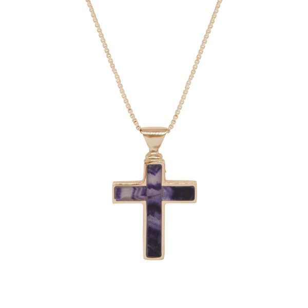 Yellow Gold Blue John Cross Pendant