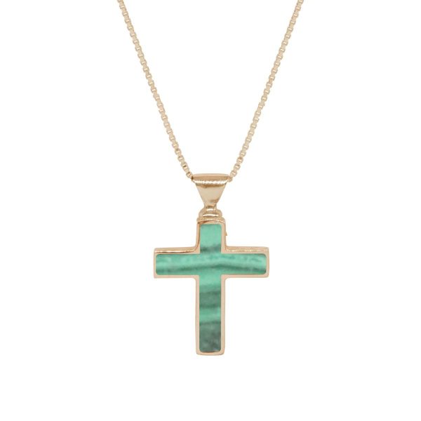 Yellow Gold Malachite Cross Pendant