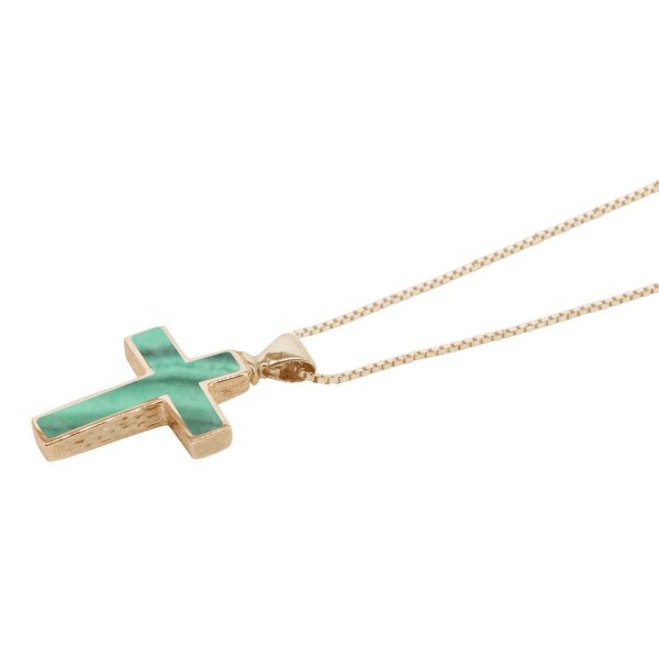 Yellow Gold Malachite Cross Pendant