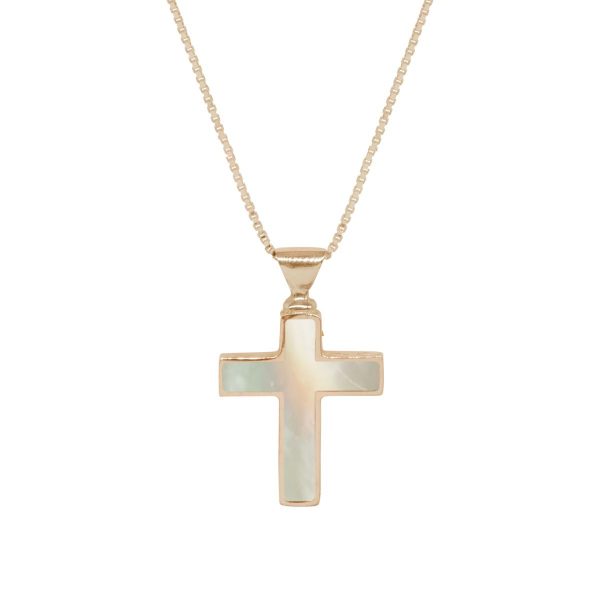 Yellow Gold Mother of Pearl Cross Pendant