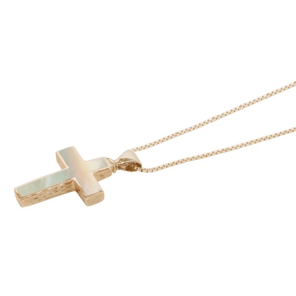 Yellow Gold Mother of Pearl Cross Pendant