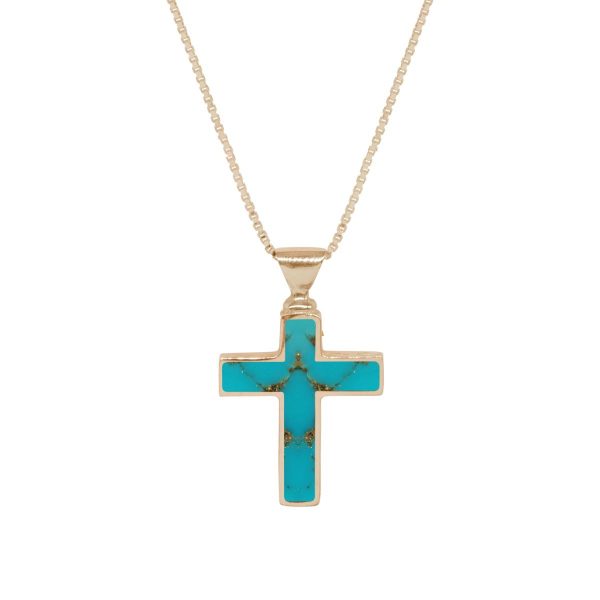 Yellow Gold Turquoise Cross Pendant