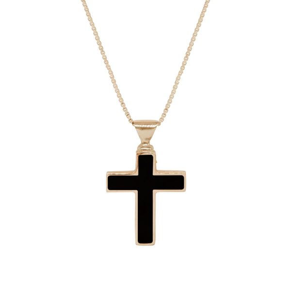 Yellow Gold Whitby Jet Cross Pendant