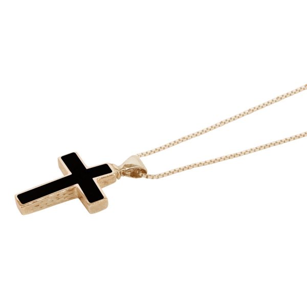 Yellow Gold Whitby Jet Cross Pendant