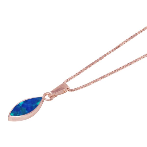 Rose Gold Opalite Cobalt Blue Pendant