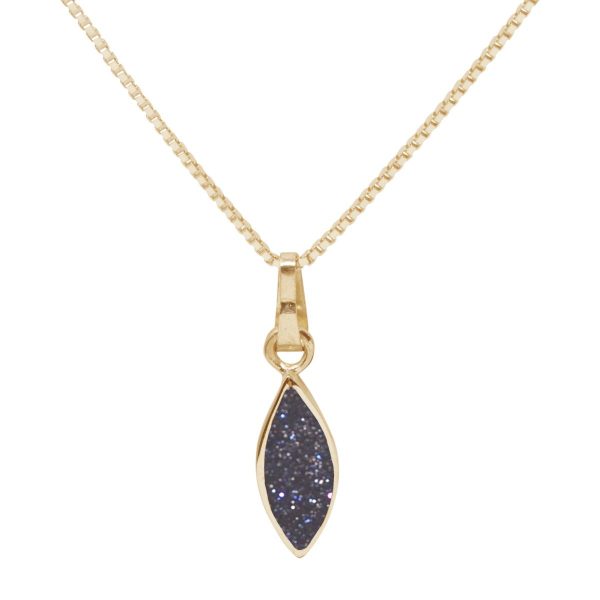 Yellow Gold Blue Goldstone Pendant