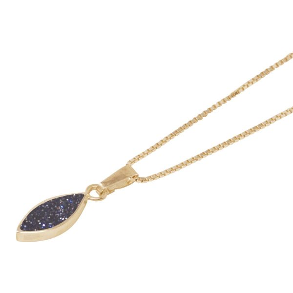 Yellow Gold Blue Goldstone Pendant