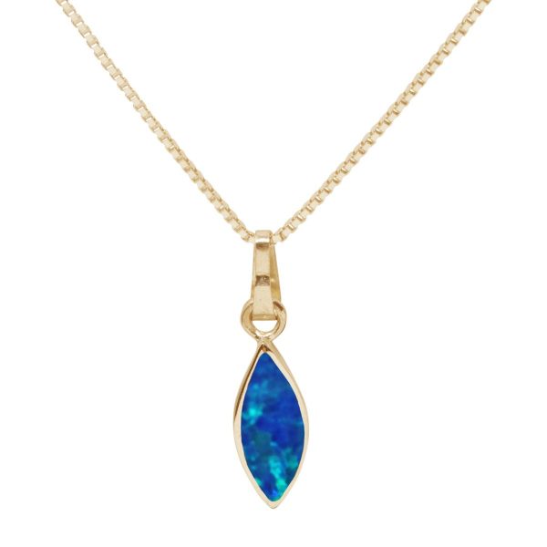 Yellow Gold Opalite Cobalt Blue Pendant