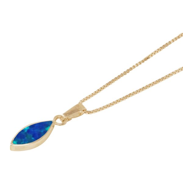 Yellow Gold Opalite Cobalt Blue Pendant