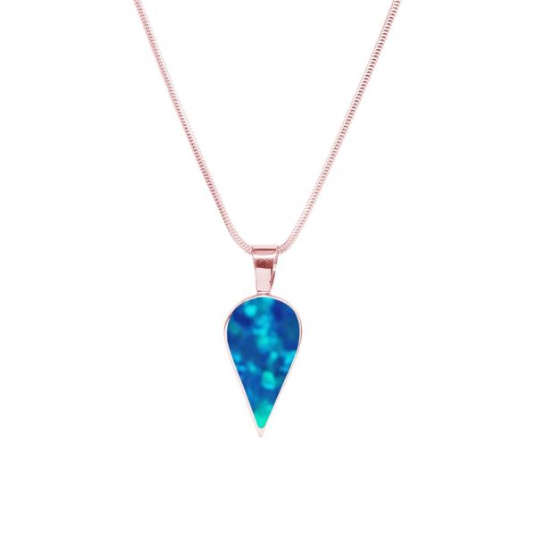 Rose Gold Cobalt Blue Opalite Pendant