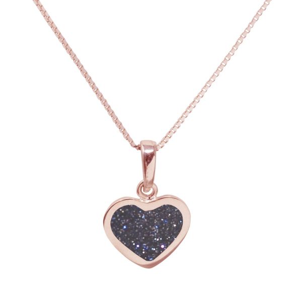 Rose Gold Blue Goldstone Heart Shaped Pendant