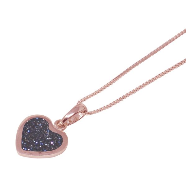 Rose Gold Blue Goldstone Heart Shaped Pendant