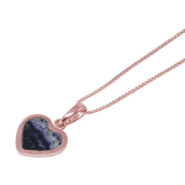 Rose Gold Blue John Heart Shaped Pendant