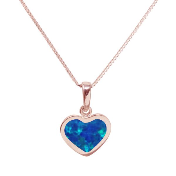 Rose Gold Opalite Cobalt Blue Heart Shaped Pendant