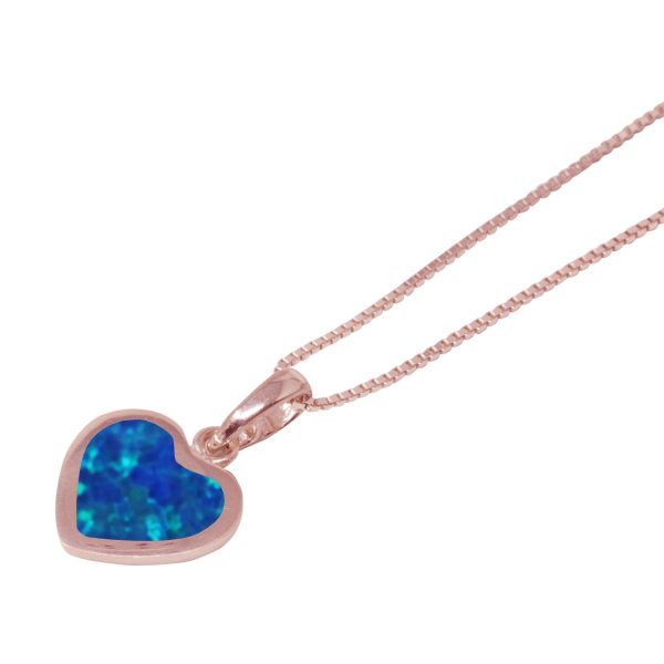 Rose Gold Opalite Cobalt Blue Heart Shaped Pendant