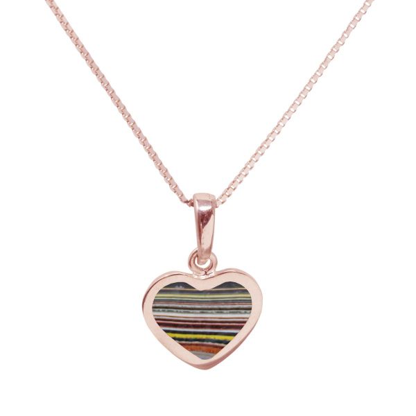 Rose Gold Fordite Heart Shaped Pendant