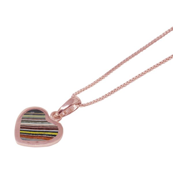 Rose Gold Fordite Heart Shaped Pendant