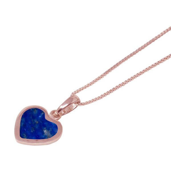 Rose Gold Lapis Heart Shaped Pendant