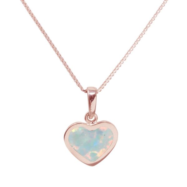 Rose Gold Opalite Sun Ice Heart Shaped Pendant