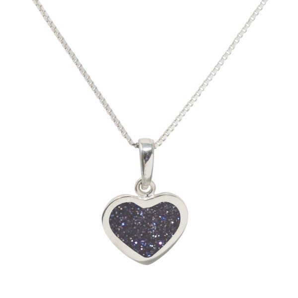 Silver Blue Goldstone Heart Shaped Pendant