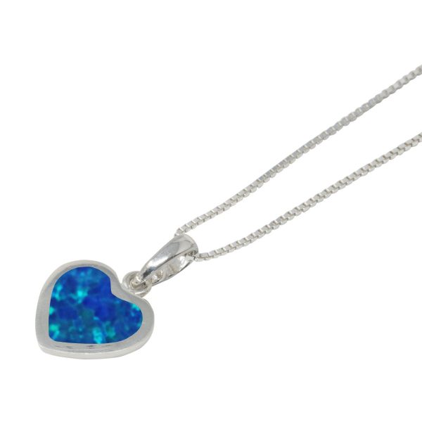 Silver Opalite Cobalt Blue Heart Shaped Pendant