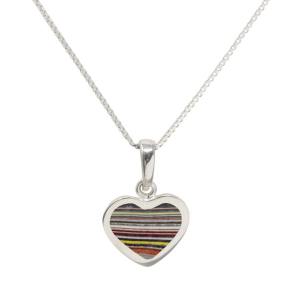 Silver Fordite Heart Shaped Pendant