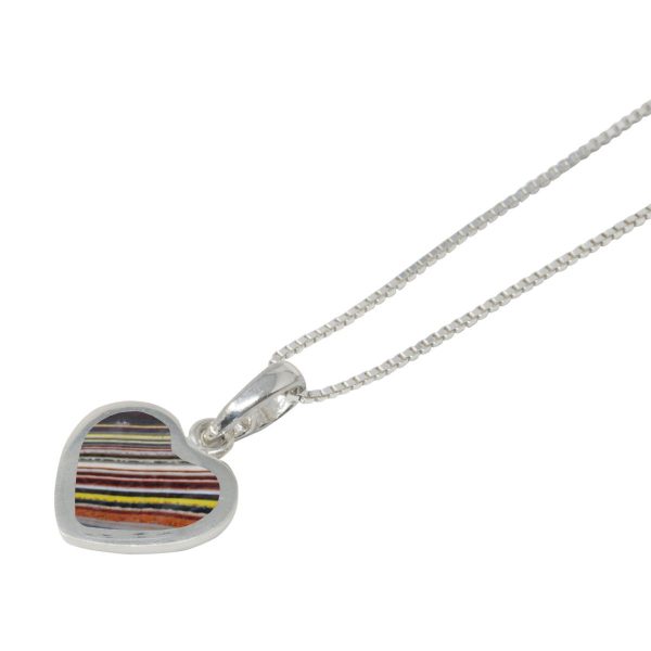 Silver Fordite Heart Shaped Pendant