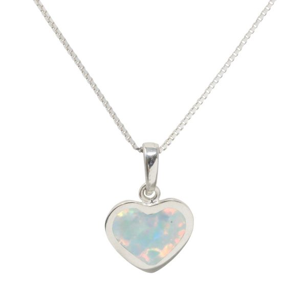 Silver Opalite Sun Ice Heart Shaped Pendant