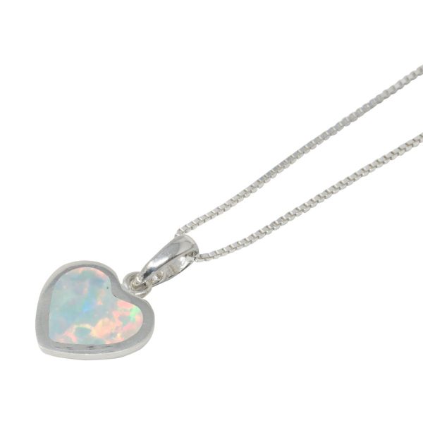 Silver Opalite Sun Ice Heart Shaped Pendant