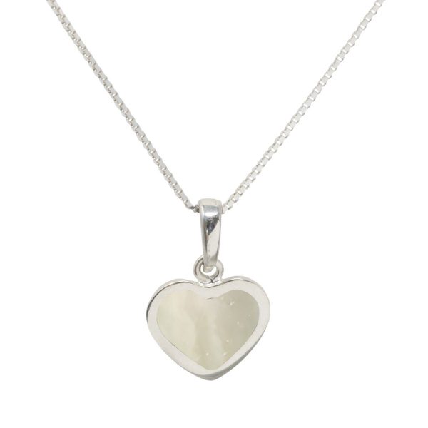 White Gold Mother of Pearl Heart Shaped Pendant