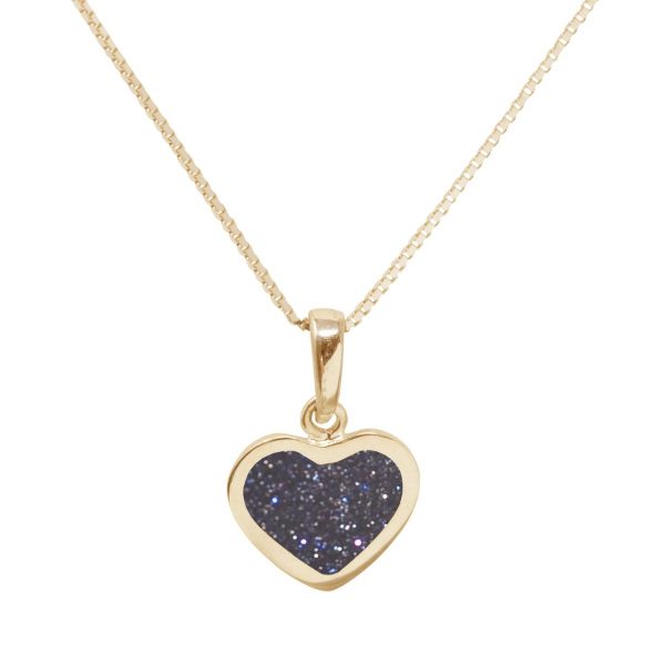 Yellow Gold Blue Goldstone Heart Shaped Pendant