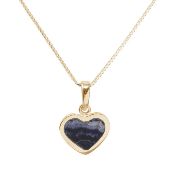 Yellow Gold Blue John Heart Shaped Pendant