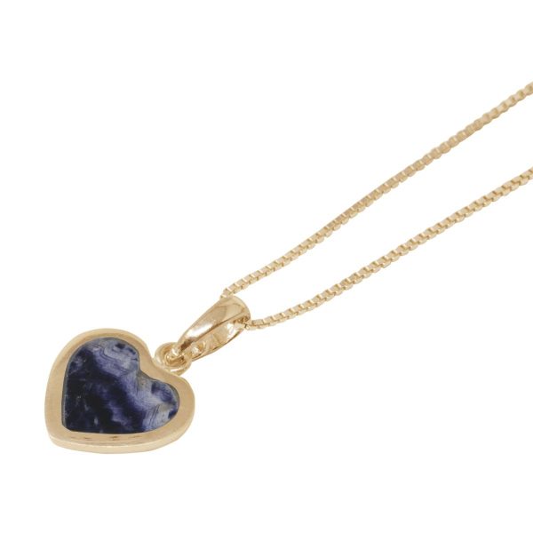 Yellow Gold Blue John Heart Shaped Pendant