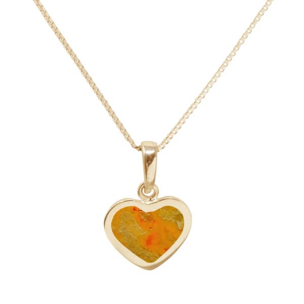 Yellow Gold Bumblebee Jasper Heart Shaped Pendant