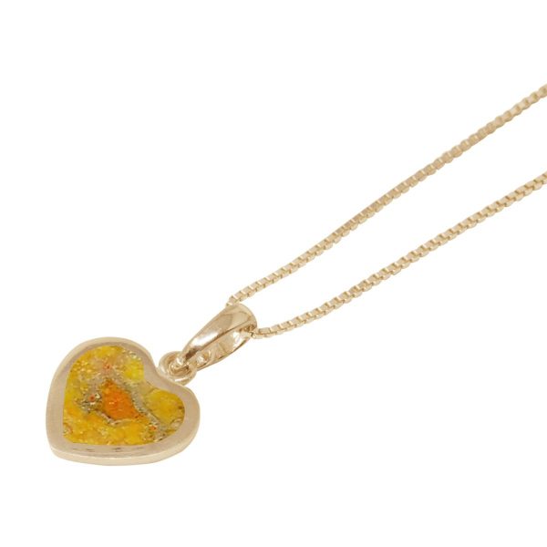 Yellow Gold Bumblebee Jasper Heart Shaped Pendant