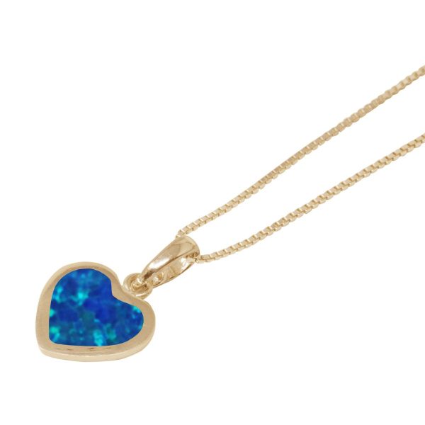 Yellow Gold Opalite Cobalt Blue Heart Shaped Pendant