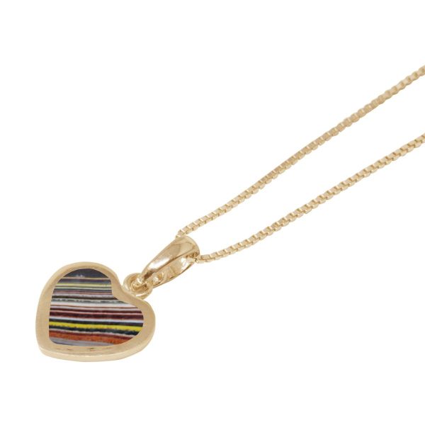 Yellow Gold Fordite Heart Shaped Pendant