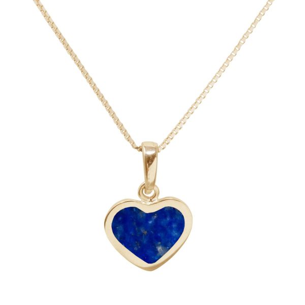 Yellow Gold Lapis Heart Shaped Pendant