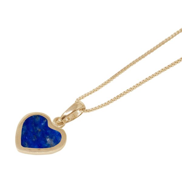 Yellow Gold Lapis Heart Shaped Pendant