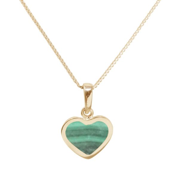 Yellow Gold Malachite Heart Shaped Pendant