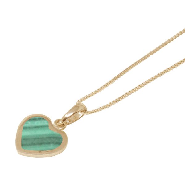 Yellow Gold Malachite Heart Shaped Pendant