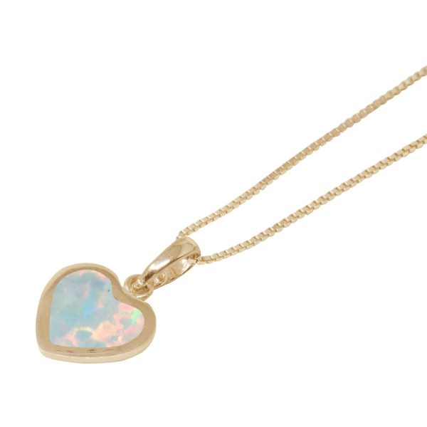 Yellow Gold Opalite Sun Ice Heart Shaped Pendant